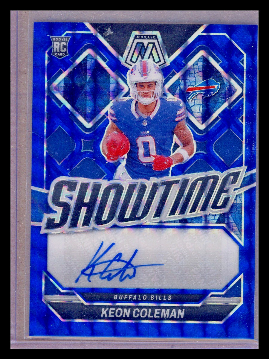 2024 Panini Mosaic Keon Coleman Showtime Blue Auto /99 Bills Rookie Card