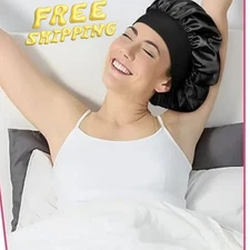 Women Satin Bonnet Night Sleep Cap Hair Hat Silk Head Cover Wide Elastic Band