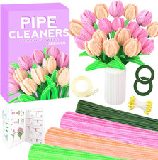300 Pieces Pipe Cleaners, Pipe Cleaners Flower Bouquet Kit, Flower Making Kit wi