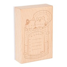 Wood Cat Stamps Wooden Rubber Stamps to Do List Cat Pattern for Decoration DIY