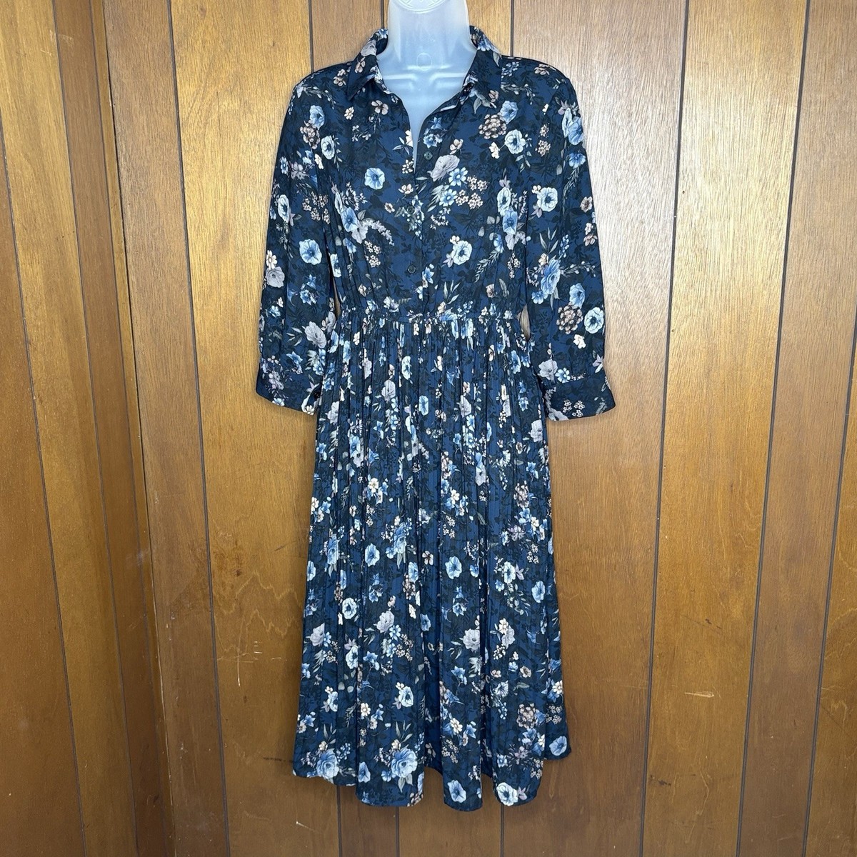 Floral Midi Dress M Blue Pleated Boho Cottagecore Fairy Romantic Prairie Teacher | eBay Floral Midi Dress M Blue Pleated Boho Cottagecore Fairy Romantic Prairie Teacher | eBay
