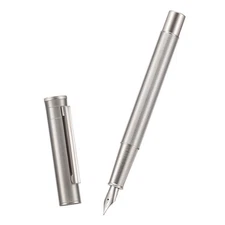 Hongdian Forest Pro Silver Stainless Steel Fountain Pen Extra Fine Nib Classi...