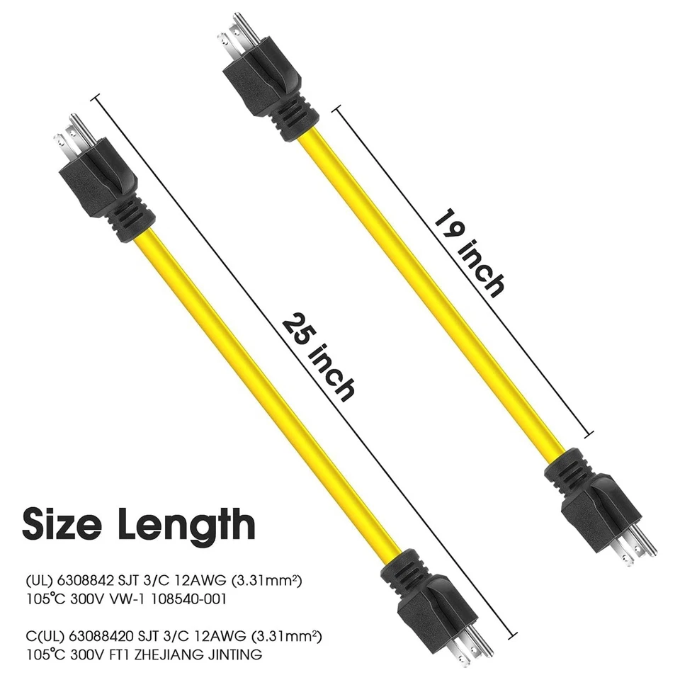 3 Prong Plug 125V Double Male Extension Cord For NEMA 5-15P to 5-15P - Image 2 of 4