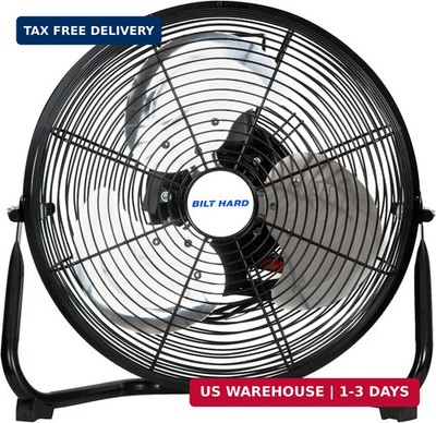 BILT HARD 12'' 3-Speed High Velocity Heavy Duty Metal Floor Fan, 1680 CFM, 180-De
