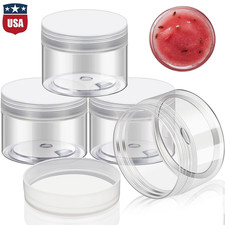 4Pcs Plastic Pot Jars Round Clear Leak Proof Plastic Container Jars with Lid USA