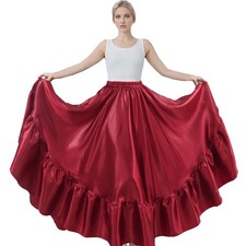 Women Long Full Circle Dance Satin Skirt Worship Dance Skirt Festival Fancy Wear