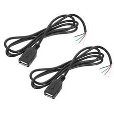 Micro USB Female to 4Pin Bare Wire 28AWG 39", 2Pcs Open End Pigtail Power Cable