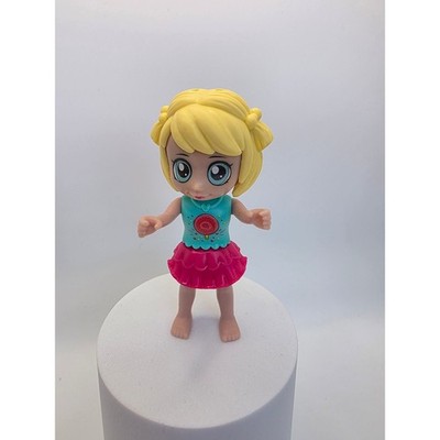 Kid Connection Cute Girl Figurine Toy with Blonde Hair Pink Skirt & Blue Top /D2
