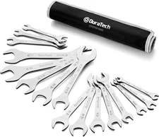DURATECH Super-Thin Open End Wrench Set, SAE(5/16" to 1-1/16") & Metric(5.5Mm to