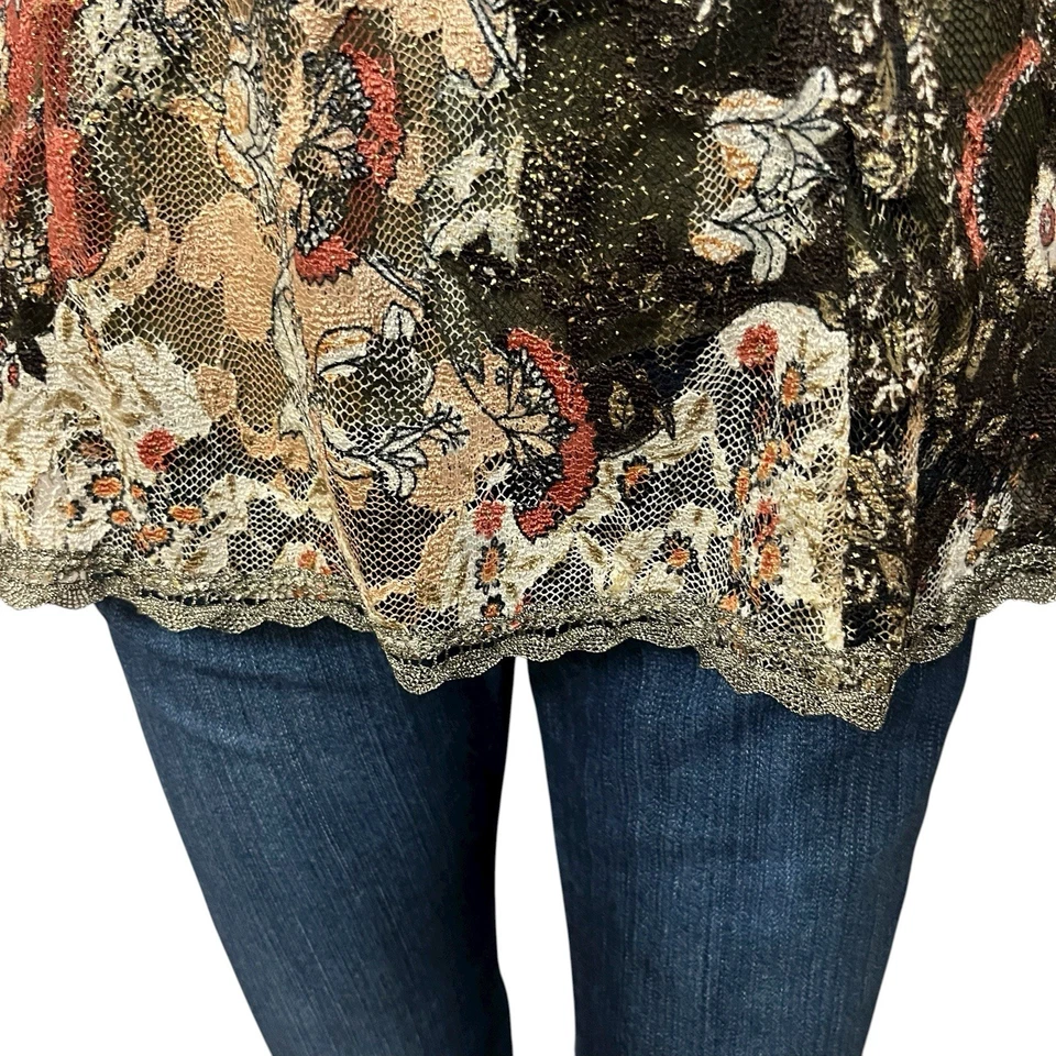 Camiseta sin mangas Y2K Weston Wear Babydoll de encaje pequeña boho hada romántica floral retro Foto 3 de 4