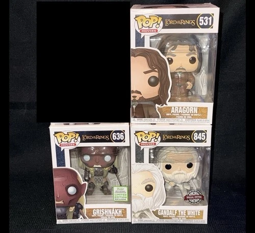 Funko Pop! Lord Of The Rings Aragorn Grishnakh Gandalf w/Protectors LotR