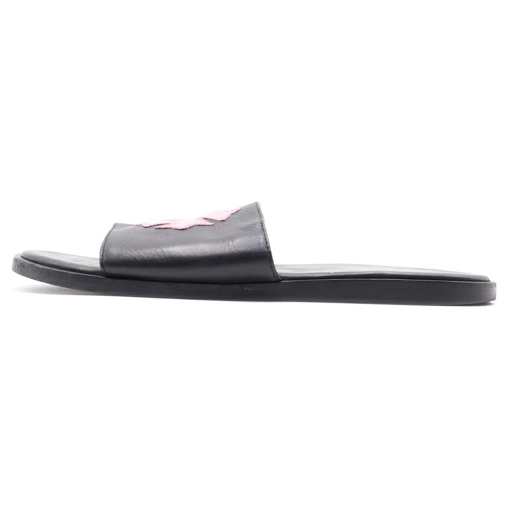 Chrome Hearts 43 Ch Slide Leather Ch Plus Patch Leather Sandals Shoes Blac GYf59