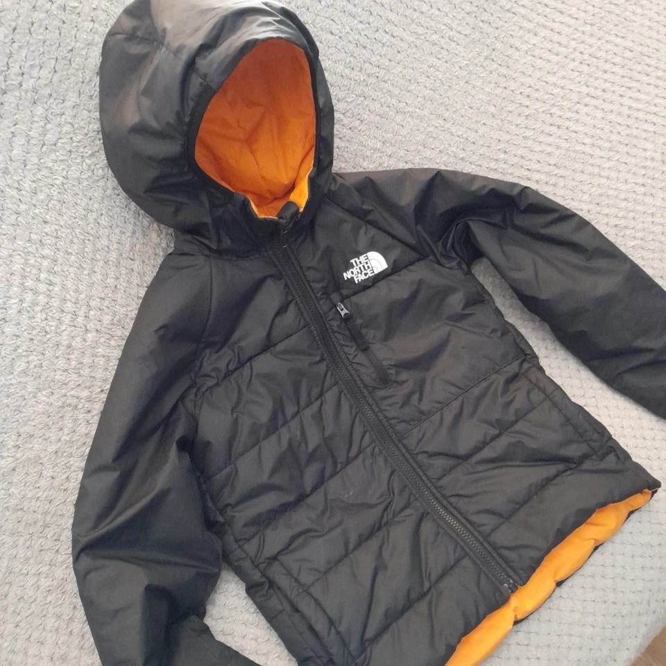 THE NORTH FACE Boys Bubble Coat Black M 10 Years Reversible Orange - Image 2 of 4