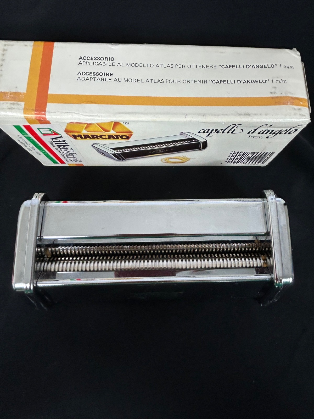 Marcato Capelli D’angelo Angel Hair Pasta Maker Attachment Made in Italy 1MM Box