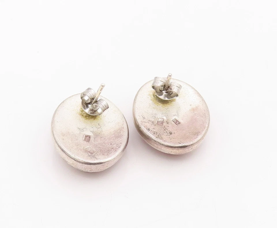 Pendientes vintage de plata de ley 925 POLONIA cabujón miel ámbar tachuelas EG13958 Foto 4 de 4