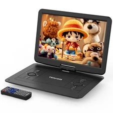 TENKER 17.9" Portable DVD Player 15.6" HD Swivel Screen Rechargeable Battery NEW