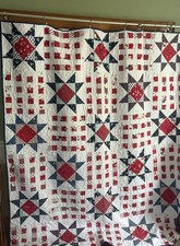 Handmade Queen size Stars and Stripes pattern quilt