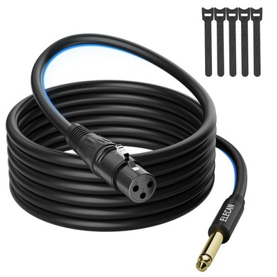 15 Ft XLR Female to 1/4 inch 6.35mm TS Mono Jack Microphone Cable, Unbalanced...