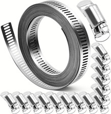 304 Stainless Steel Hose Clamps - for Diy,Cut-To-Fit 19.5 FT Metal Strap + 15 St