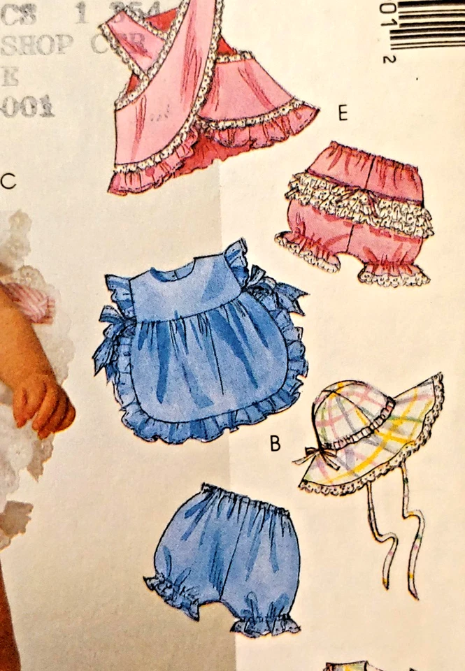 McCalls 5390 Infant Baby Toddler Sundress Panties Hats Bonnets Pattern Sz S M L - Image 3 of 4