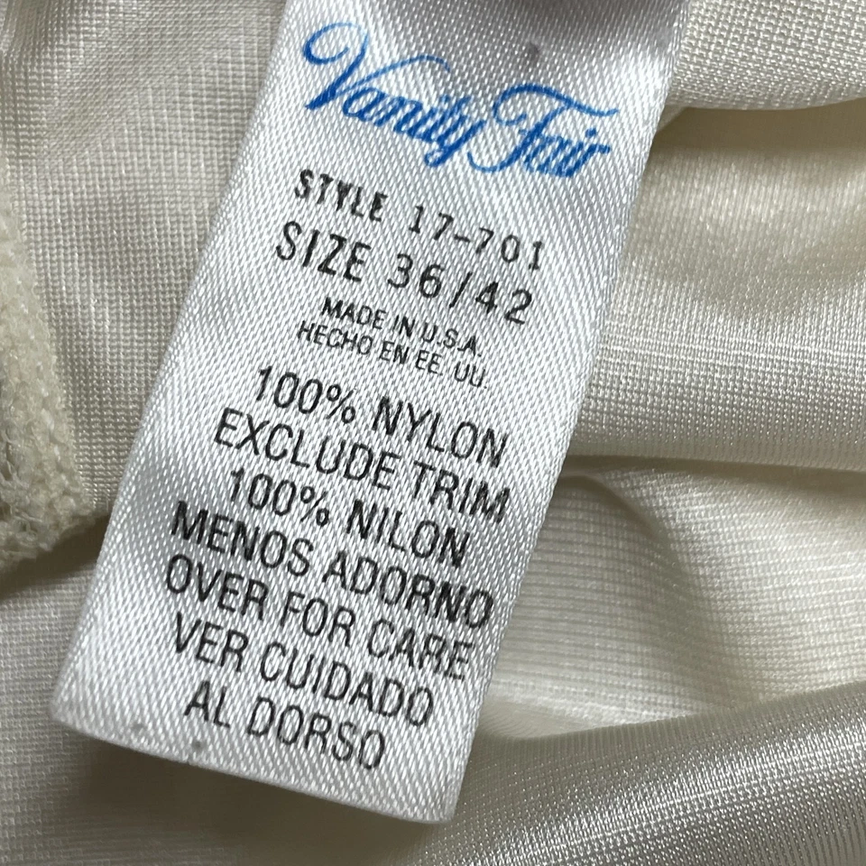 Camisola Vanity Fair vintage para mujer grande 36/42 lencería de encaje de nailon EE. UU. AÑOS 90 Foto 2 de 4