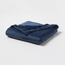 Full/Queen Microplush Bed Blanket Metallic Bl...