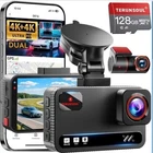 TERUNSOUl 4K Dash Cam Front and Rear, Free 128GB Card Included 5.8GHz WiFi Black
