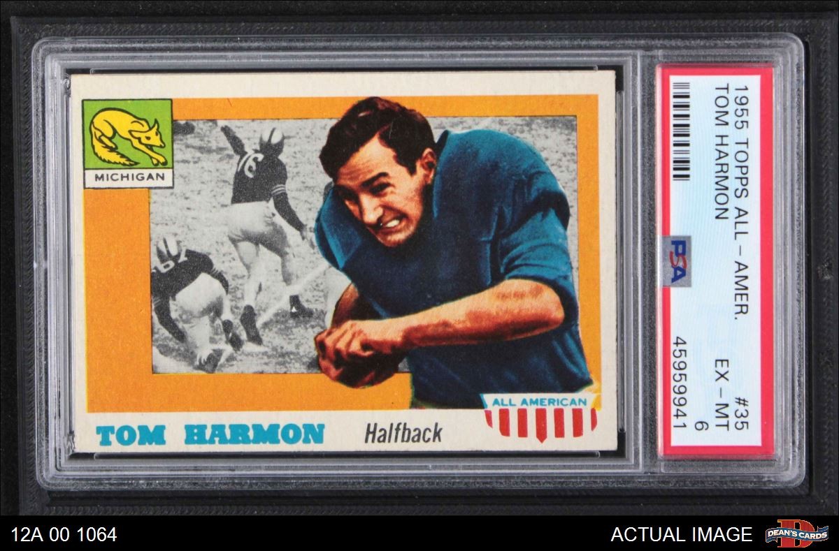 1955 Topps #35 Tom Harmon Bears SHORT-PRINT RC Michigan PSA 6 - EX/MT
