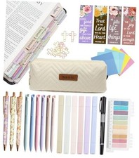 Bible Study Supplies Journaling Kit with Tabs and Highlighter, Pen Case,
