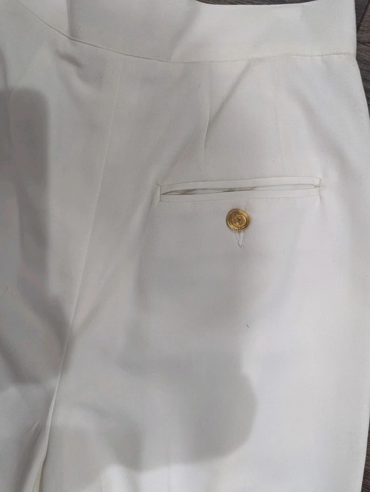 Vintage Colección Liz Claiborne Mujer Blanco Vestido Pantalón Cintura Alta Talla 4 Foto 4 de 4