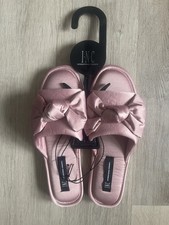 Inc International Concepts Women's Pink Satin-Bow Slide Slippers Size S 5/6 New