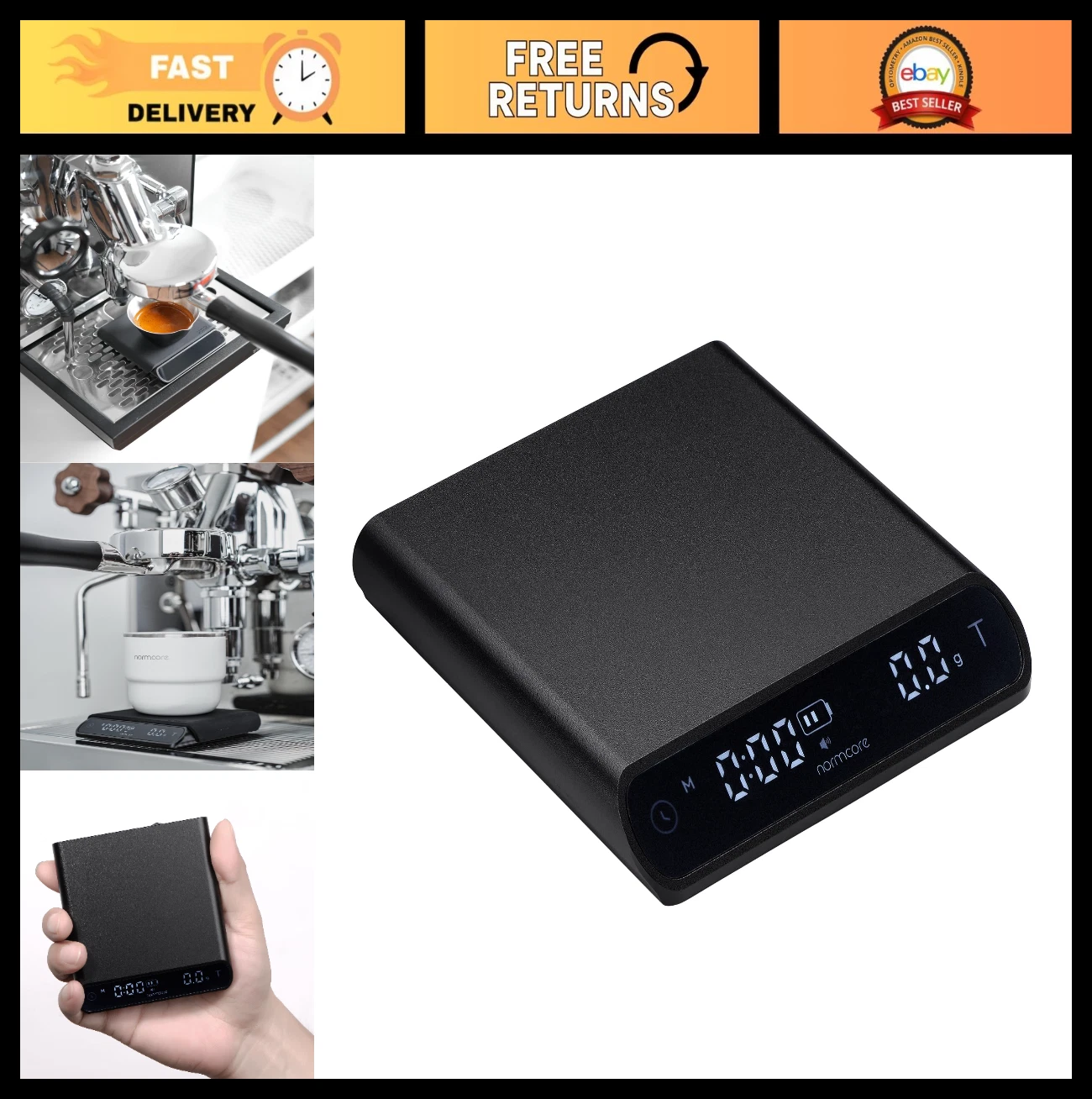 Pocket Coffee Scale for Pour Over & Espresso, Barista Scale with Timer, LCD Disp