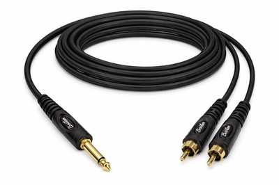 Audiokabel 2x Cinch RCA auf 6.3mm Mono Klinke 9m Boston AC-271-900 schwarz Profi