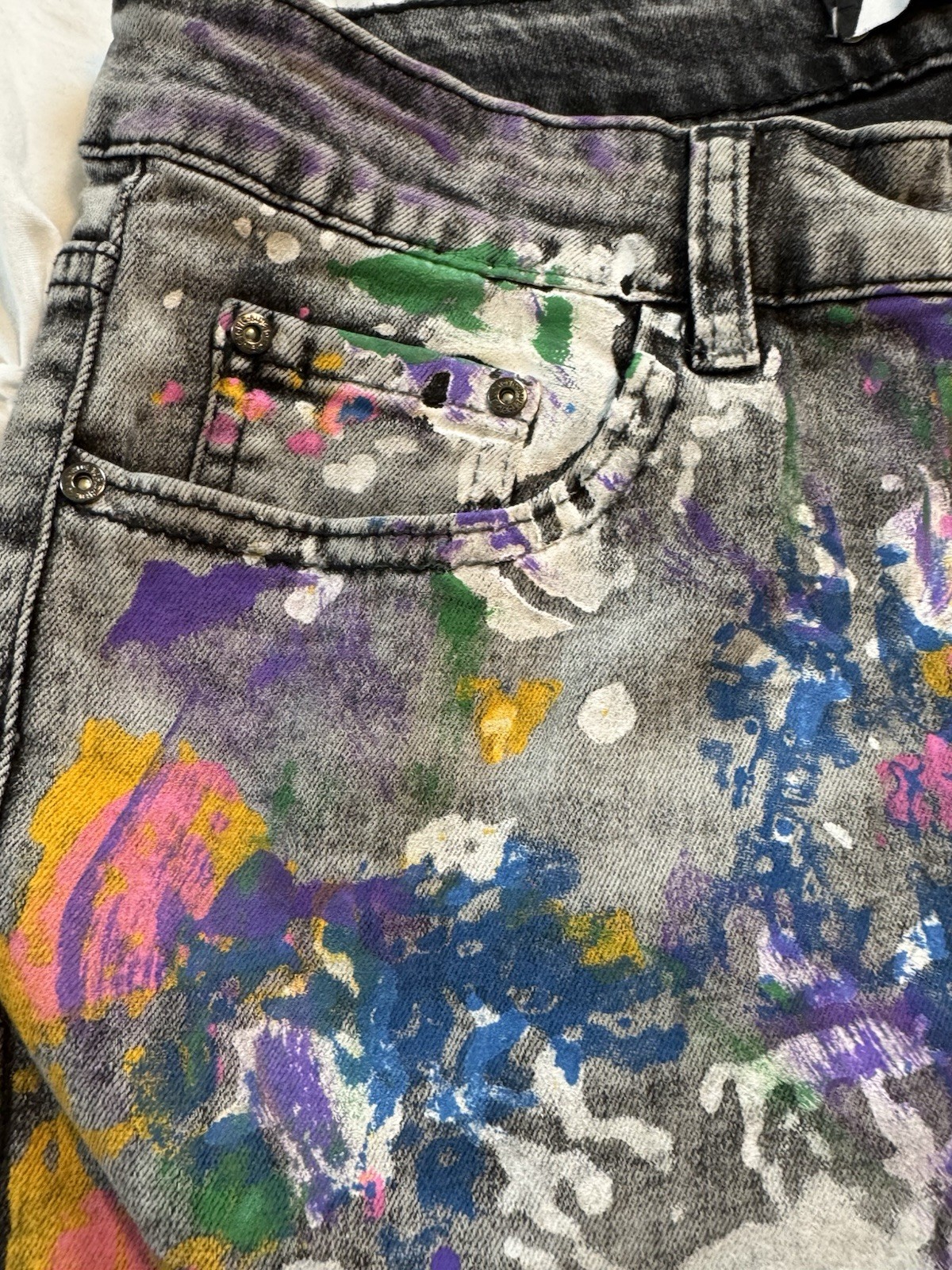 BLUE TOPIC Thrashed Paint Splattered Distressed G… - image 1