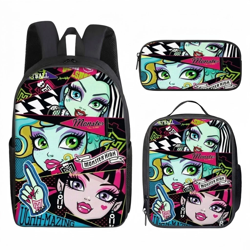 Monster High Backpack Set, School Bag, Lunch Bag