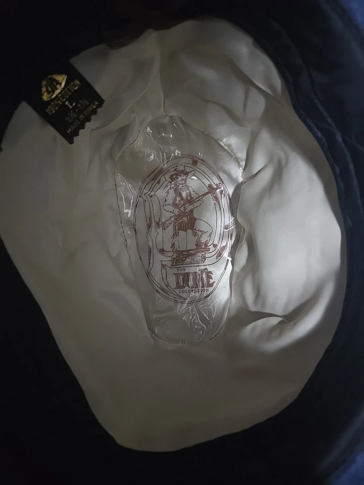 Sombrero de Vaquero del Oeste Colección Youngan the Duke Azul Denim, Vintage Años 70, Grande Foto 4 de 4