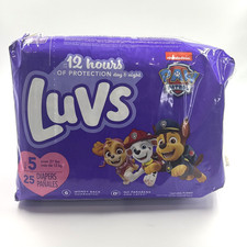 Luvs Paw Patrol Diapers Size 5 / 25 Count Jumbo Pack 12 Hr Protection NWT