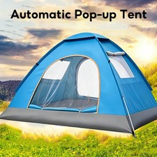 4 Man Quick Setup Camping Tent with 2 Doors & 2 Windows Waterproof Pop Up Tent