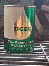 vintage tiger cardboard oil can full