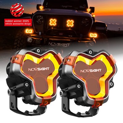 NOVSIGHT 3 Inch LED Pods Work Light Flood for Jeep Truck Offroad Driving UTV ATV