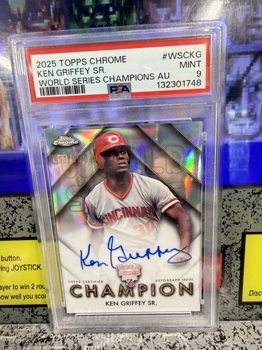 2025 Topps Chrome Ken Griffey Sr. #WSCKG World Series Champion Auto /100 PSA 9