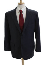 Canali Men Classic Striped Dark Blue Wool Suit Jacket Button Size 42