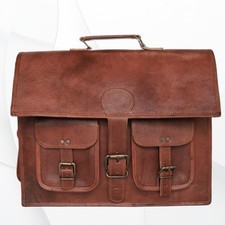Men's Handmade Genuine Leather Laptop Messenger Bag   Vintage Briefcase Satchel