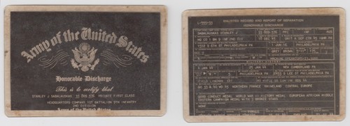 WW2 US Army Honorable Discharge Mini Paperwork Microfilm Style Plastic Slides