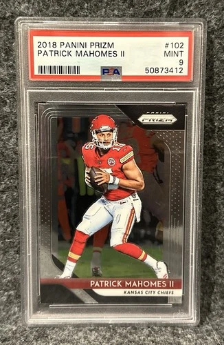 2018 Panini Prizm Football Card #102 Patrick Mahomes II Chiefs 2nd Year PSA 9