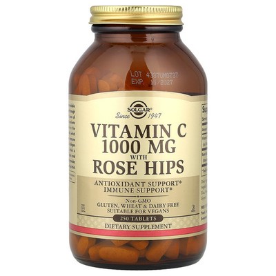Vitamin C with Rose Hips, 250 Tablets
