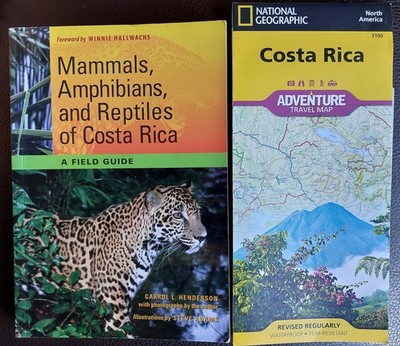 A Mammal/Amphibian Field Guide Book & National Geographic road map of Costa Rica