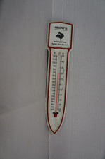 Vintage Metal USA Made Crows Hybrid Corn Feeder Rooster Farm Thermostat