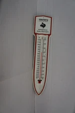 Vintage Metal USA Made Crows Hybrid Corn Feeder Rooster Farm Thermostat