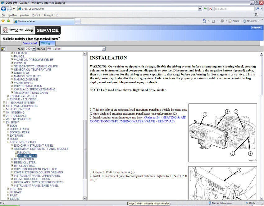 Dodge Caliber (PA) 2007-2010 Para Todos Los Sistemas Win/Mac En USB - Imagen 4 de 4